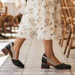 Pantofi dama negri cu toc masiv din piele naturala perforata marimile 41 si 42