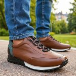 Pantofi sport din piele naturala maro cu marimile 45 si 46
