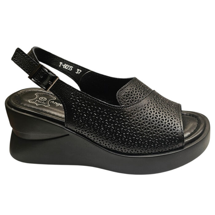 Sandale dama negre cu platforma din piele naturala matritata intre 36 si 40 - imagine 2