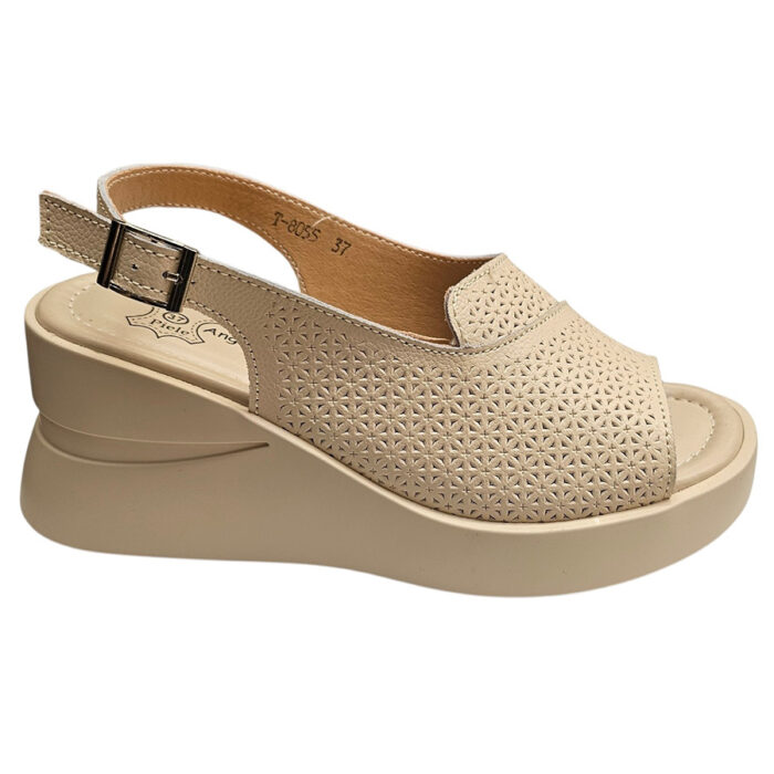 Sandale dama bej cu platforma din piele naturala matritata intre 36 si 40 - imagine 2