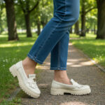 Pantofi dame cu talpa groasa din piele naturala bej intre 36 si 40