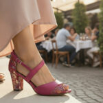Sandale dame elegante roz din piele naturala cu toc aplicat intre 35 si 40