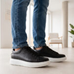 Pantofi barbatesti sport din piele naturala negri intre 38 si 45