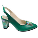 Sandale dama din piele naturala verde elegante cu toc mic  intre 35 si 40 - imagine 2
