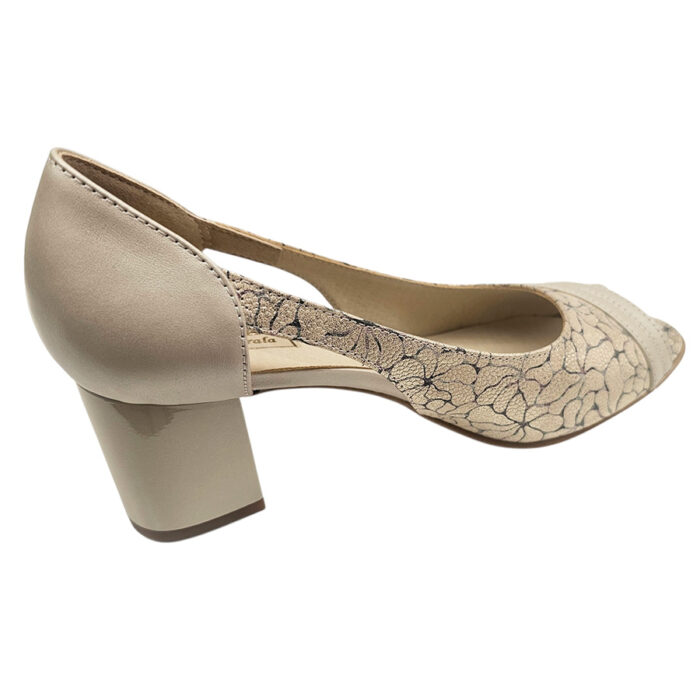 Sandale dame cu toc aplicat elegante bej din piele naturala intre 35 si 40 - imagine 3