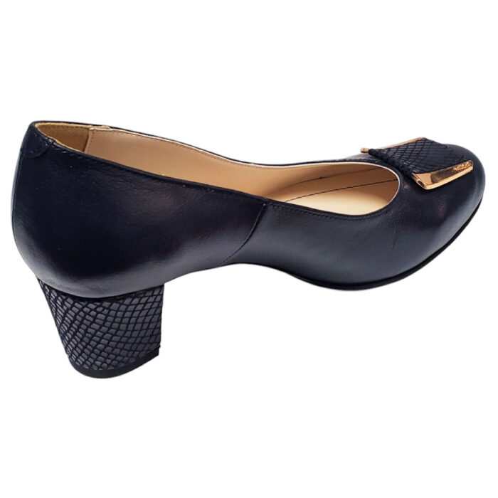 Pantofi dama din piele naturala indigo cu toc aplicat marimi intre 35 si 40 - imagine 3