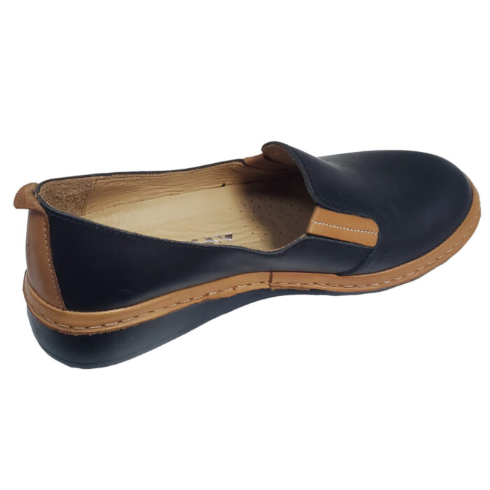 Pantofi dama comozi cu elastic din piele naturala negru-maro Zerya marimi intre 36 si 40 - imagine 3