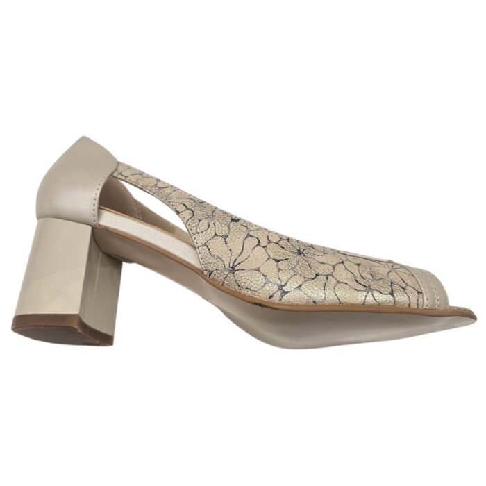 Sandale dame cu toc aplicat elegante bej din piele naturala intre 35 si 40 - imagine 4