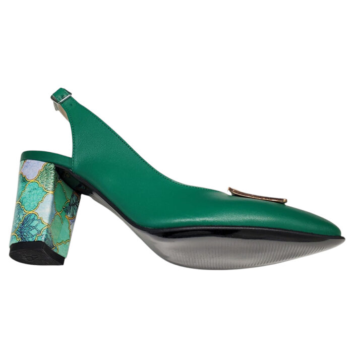 Sandale dama din piele naturala verde elegante cu toc mic  intre 35 si 40 - imagine 4