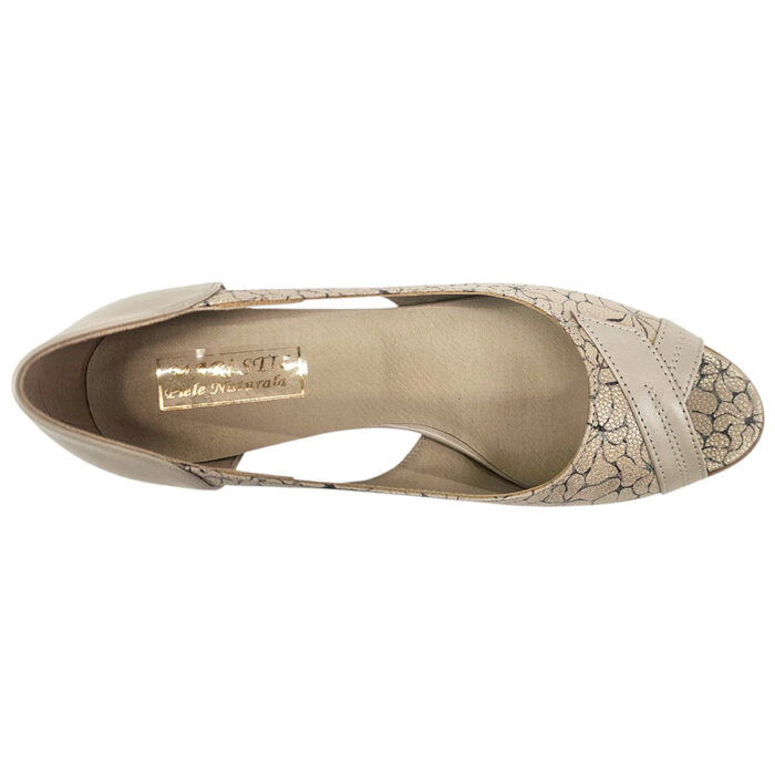 Sandale dame cu toc aplicat elegante bej din piele naturala intre 35 si 40 - imagine 5