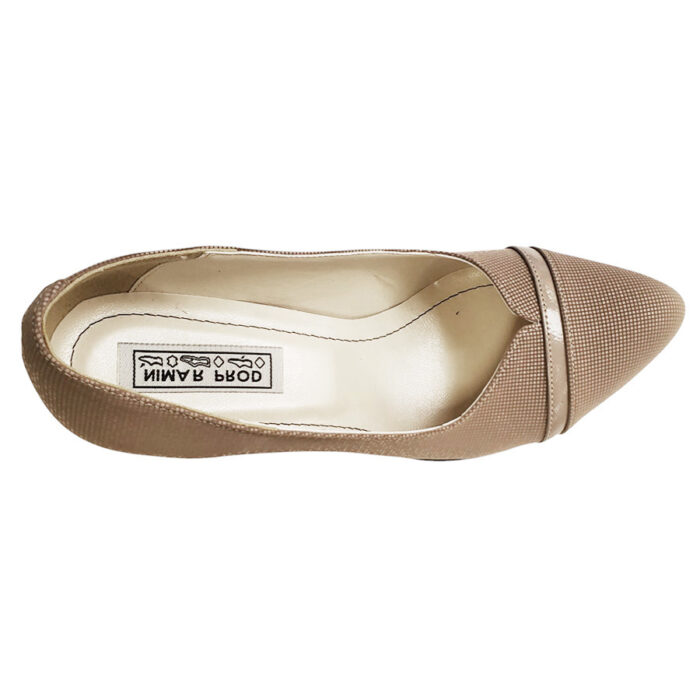 Pantofi dama din piele naturala bej eleganti cu toc aplicat cu marimi intre 35 si 40 - imagine 5