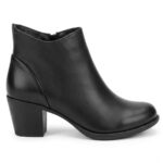 Botine dama elegante din piele naturala negre vatuite cu toc gros intre 36 si 41 - imagine 2