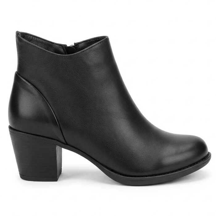 Botine dama elegante din piele naturala negre vatuite cu toc gros intre 36 si 41 - imagine 2