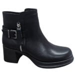 Botine dama din piele naturala negre vatuite cu toc gros intre 36 si 40 - imagine 2