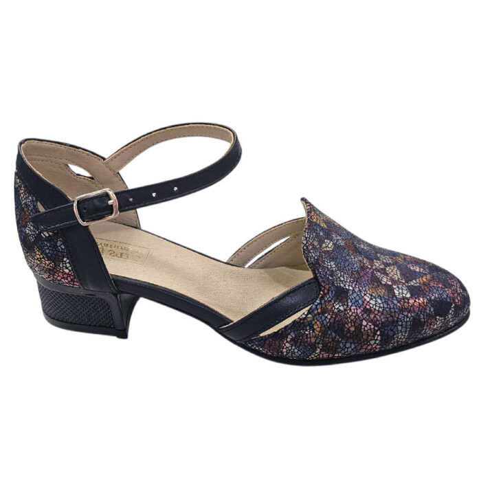 Sandale dama din piele naturala elegante multicolor cu toc mic  intre 34 si 40 - imagine 2