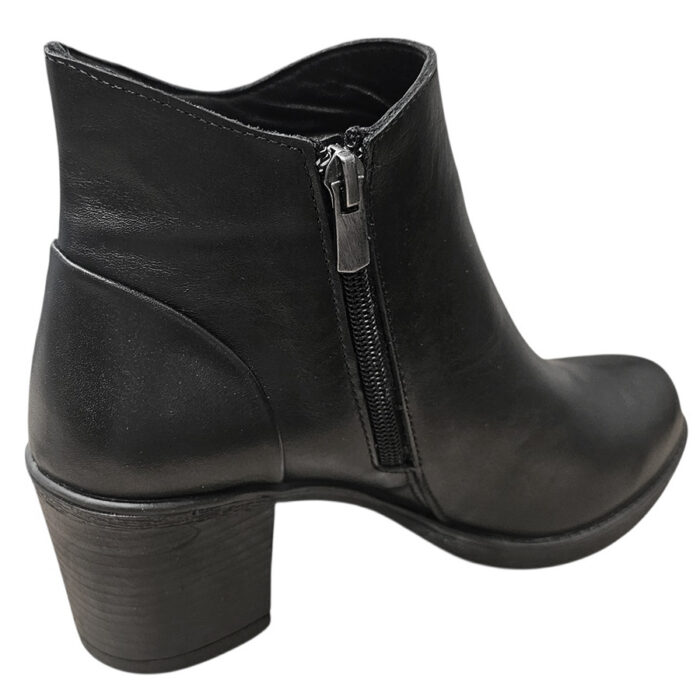 Botine dama elegante din piele naturala negre vatuite cu toc gros intre 36 si 41 - imagine 3