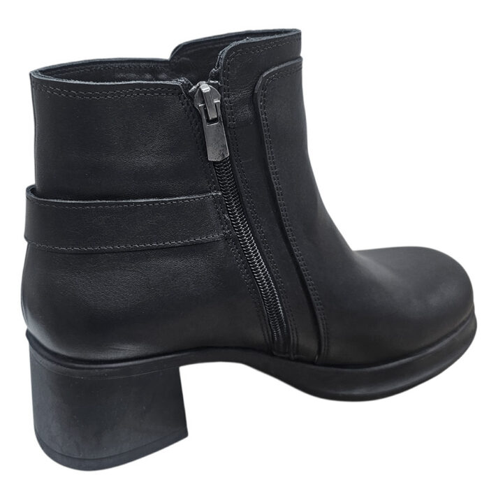 Botine dama din piele naturala negre vatuite cu toc gros intre 36 si 40 - imagine 3