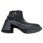 Botine dama din piele naturala negre vatuite cu toc gros intre 36 si 40 - imagine 4