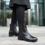 Cizme dame scurte din piele naturala negre imblanite intre 35 si 41